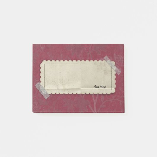 Red Burgandy Flowers met etiket met taped Post-it® Notes (Voorkant)