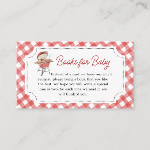 Red Burger BBQ Baby shower Boeken voor Baby Informatiekaartje