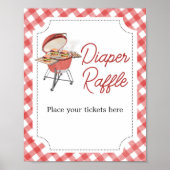 Red Burger BBQ Baby shower Luier Raffle Poster (Voorkant)