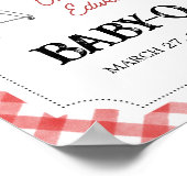 Red Burger BBQ Baby shower Welkom Poster (Hoek)