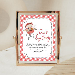 Red Burger BBQ Baby shower Zeg niet Baby Poster