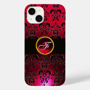 RED BURGUNDY BLACK DAMASK GEM STONE MONOGRAM Case-Mate iPhone 14 HOESJE