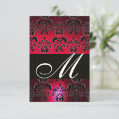 RED BURGUNDY BLACK DAMASK MONOGRAM RSVP ruby white (Staand voorkant)