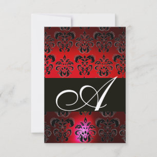 RED BURGUNDY BLACK DAMASK MONOGRAM RSVP ruby white Kaartje