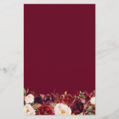 Red Burgundy Blush Floral Chic Mariage Dîner Menu (Dos)