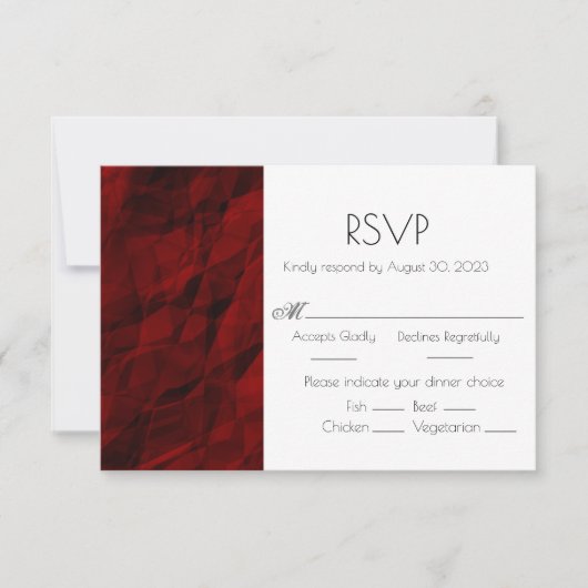 Red Burgundy Elegant Wedding Réponse Carte RSVP (Devant)