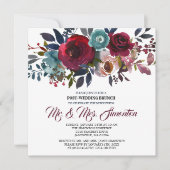 Red Burgundy Floral Post-Wedding Brunch Uitnodigin Kaart (Voorkant)