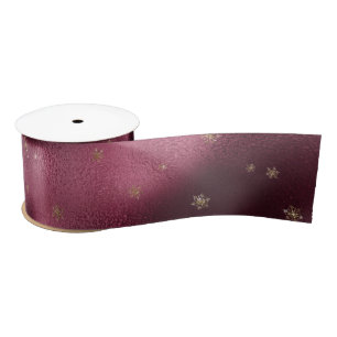 Red Burgundy Gold Glitter Snowflakes Lint