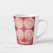 Red Burgundy Gold White Mandala Pattern Latte Mok (Rechts)