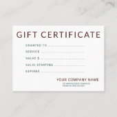 Red Burgundy Green Christmas Certificat cadeau de  (Dos)