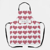 Red Burgundy Hearts Pattern Monogram Schort (Voorkant)