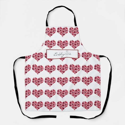 Red Burgundy Hearts Pattern Monogram Schort (Voorkant)