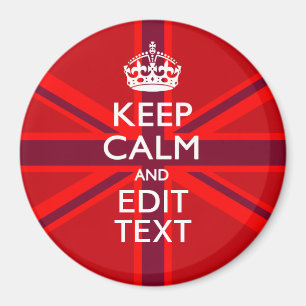 Red Burgundy Keep Calm Jouw tekst Union Jack vlag Magneet