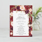 Red Burgundy Marsala Floral Wedding Programme (Debout devant)