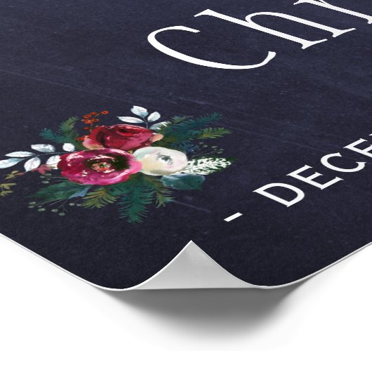 Red Burgundy Navy Blue Winter Wedding Affiche de b (Coin)