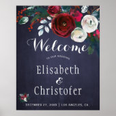 Red Burgundy Navy Blue Winter Wedding Affiche de b (Devant)