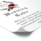 Red Burgundy Wedding Cake Sign Poster (Hoek)