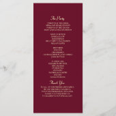 Red Burgundy Wedding Programma (Achterkant)