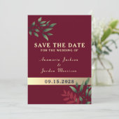 Red Burgundy Wedding Save The Date (Staand voorkant)