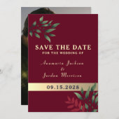 Red Burgundy Wedding Save The Date (Voorkant / Achterkant)