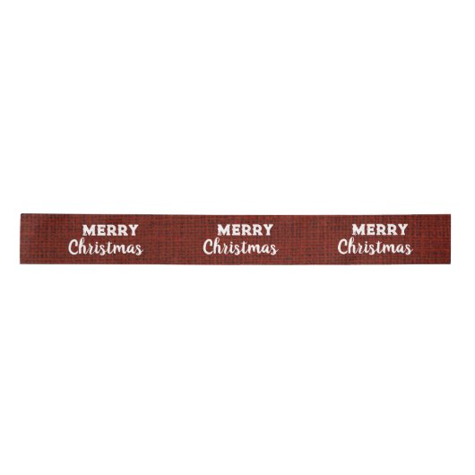 Red Burlap Fabric Labels Rustic Merry Kerstmis Lint (Voorkant)
