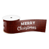 Red Burlap Fabric Labels Rustic Merry Kerstmis Lint (Spoel)
