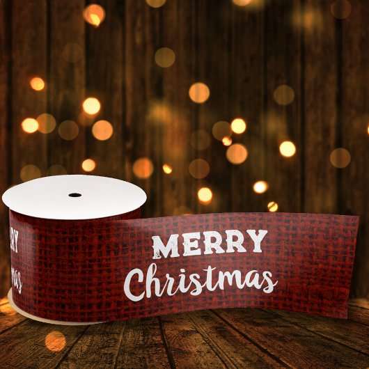 Red Burlap Fabric Labels Rustic Merry Kerstmis Lint