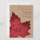 Red Burlap Monogrammed Rehearsal Dinner Invite Kaart (Voorkant)