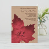 Red Burlap Monogrammed Rehearsal Dinner Invite Kaart (Staand voorkant)