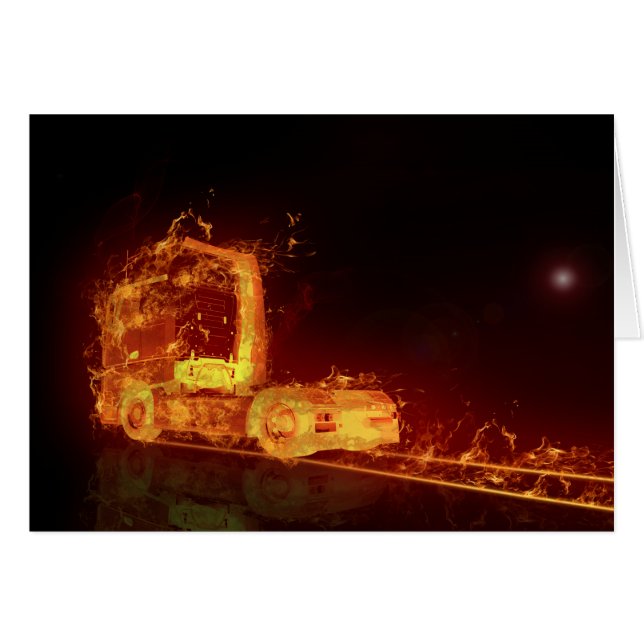 Red Burning Truck in Fire Flams (Voorkant Horizontaal)