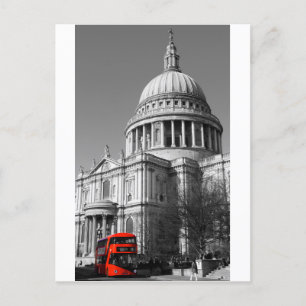 Red Bus bij St Paul's Cathedral Briefkaart