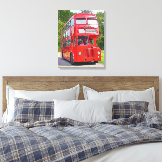 RED BUS CANVAS AFDRUK (Insitu (Slaapkamer))
