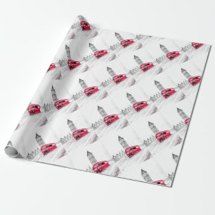 Red bus London England waterverf Cadeaupapier