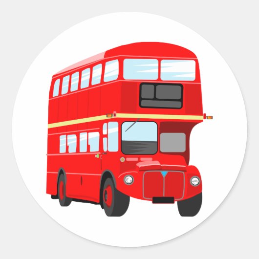 Red Bus Ronde Sticker (Voorkant)