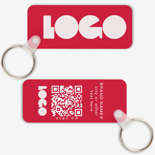 Red Business Logo & QR-code, bedrijf Horizontal Sleutelhanger