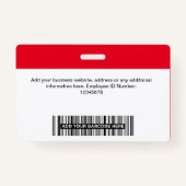 Red Business Visitor Photo Bar Code, Logo Lanyard Badge (Achterkant)