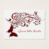 Red Butterfly Bewaar de datum voor bruiloften Visitekaartje (Achterkant)