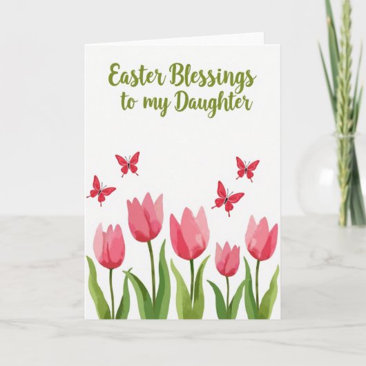 Red Butterfly Easter Blessings Card Kaart (Voorkant)