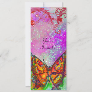 RED BUTTERFLY PINK PAARSE GOLD Floral Sweet 16 Kaart