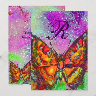 RED BUTTERFLY PINK PAARSE GOLD YELLOW Sweet 16 Kaart