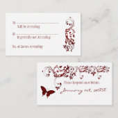 Red Butterfly Reply Kaarten (Voorkant / Achterkant)