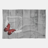 Red Butterfly Rustic Kitchen Towel Theedoek (Horizontaal)