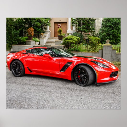 Red C7 Chevrolet Corvette Poster (Voorkant)