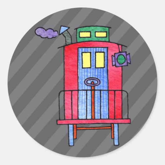 Red Caboose Wave Bye Ronde Sticker (Voorkant)