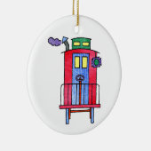 Red Caboose Wave Dag dag Keramisch Ornament (Rechts)