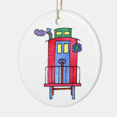 Red Caboose Wave Dag dag Keramisch Ornament (Links)
