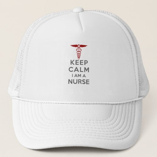 Red Caduceus Keep Calm Ik ben verpleegster Trucker Pet (Voorkant)