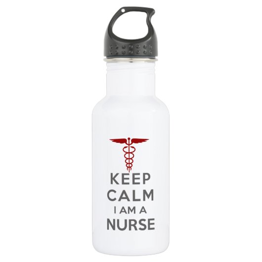 Red Caduceus Keep Calm Ik ben verpleegster Waterfles (Voorkant)