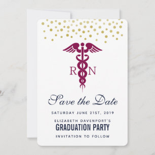 Red Caduceus Nurse Afstuderen Save The Date