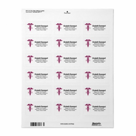 Red Caduceus Nurse Medical Symbool Etiket (Full Sheet)